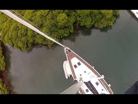 Tying Sailboat in Mangrove for a Hurricane