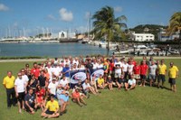 The rally participants gather for a group photo prior to the start of the 2018-19 World ARC rally