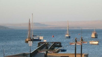photos of yachts at anchorage at Luderitz harbour, Namibia