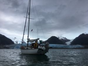 yacht near the Estero Peel Glacier