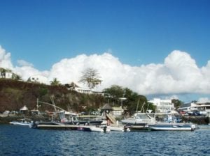 view of boats moored in Dzaoudzi, Mayotte