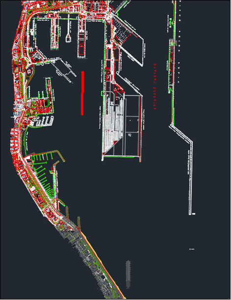 linear map of the port of las palmas showing the breakwaters, yacht marina and commercial quays