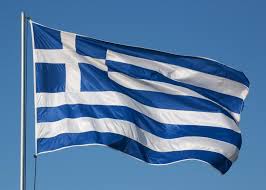 The Greek Flag flying in the wind