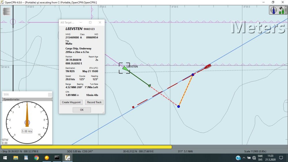 Map of vessel routes used to avoid collisions.